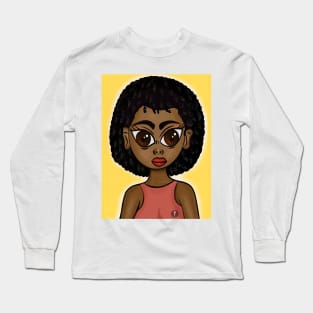 Cute art black anime style digital art Long Sleeve T-Shirt